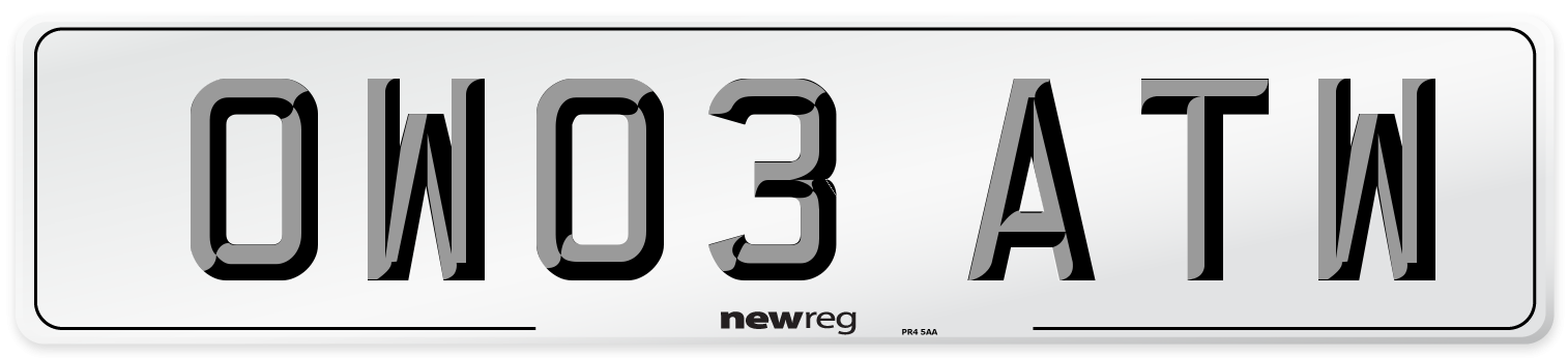 OW03 ATW Number Plate from New Reg